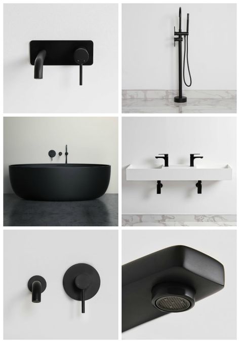 Black Sanitaryware Bathroom, Lusso Stone, Black Bathroom Fixtures, Black Bathroom Taps, Black Tapware, Bathroom Equipment, Bathroom Accessories Design, Matte Black Bathroom, Black Bathroom Accessories