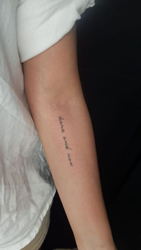 Worry Tattoo, Here And Now Tattoo, Tiny Arm Tattoos For Women, Tattoo Placement Arm, Quote Tattoos Placement, Happiness Tattoo, Tiny Tattoos For Women, Paris Tattoo, Free Tattoo Designs