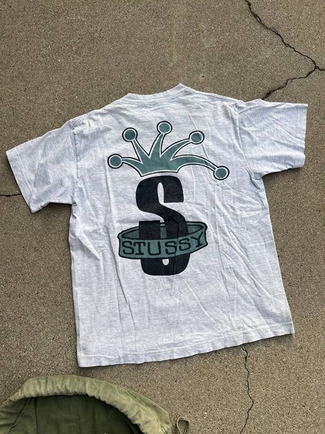 Vintage Vintage 90s Stussy Crown tee | Grailed Stussy Vintage Tee, Vintage Stussy T Shirts, Stussy 90s, Stussy Tshirt, Vintage Stussy, 90s Design, Apparel Design, Vintage Tees, Vintage Tops