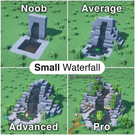 Minecraft Waterfall, Construction Minecraft, Minecraft Decoration, Rumah Minecraft Sederhana, Minecraft Banner Designs, Minecraft Interior Design, Bangunan Minecraft, Minecraft Farm, Minecraft Banners