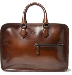 Berluti - Deux Jours Polished-Leather Briefcase Berluti Bag, Mens Leather Laptop Bag, Leather Holdall, Leather Messenger Bag Men, Mens Luxury Fashion, Leather Briefcase, Shoe Style, Mr Porter, Laptop Bag