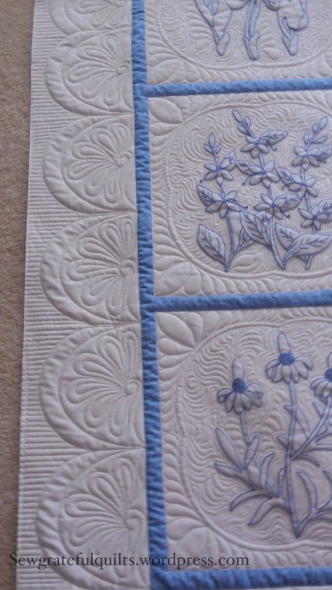 Bluework Embroidery, Embroidery Quilt, Machine Quilting Patterns, Freemotion Quilting, Whole Cloth Quilts, Longarm Quilting Designs, Quilting Designs Patterns, Machine Quilting Designs, Free Motion Quilt Designs