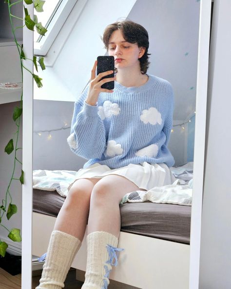 femboy aesthetic light blue femboy blue style femboy style blue aesthetic light blue softboy style soft boy outfit inspiration Girly Boy Outfits, Fem Outfits For Men, Pastel Boy Outfit, Softboy Style, Femboy Outfits Aesthetic, Femboy Outfits Cute, Pastel Femboy Outfit, Manly Outfits, Pastel Fits