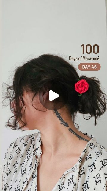 Agrima Wadhwa on Instagram: "100 Days of Macramé - Day 46 Macramé Rose (hair accessory)  DM for workshops and products  #macrame ##macramemakers #macramelove #india #instagood #instagram #handmade #sustainability #macramekeychain #learnsomethingneweveryday #indian #artistsoninstagram #diy #macramecommunity #knots #explorepage #100daysofmacrame #india" Macrame Hair Accessories, Learn Something New Everyday, Rose Hair, 100th Day, 100 Days, Hair Accessory, Hair Clips, Sustainability, Macrame