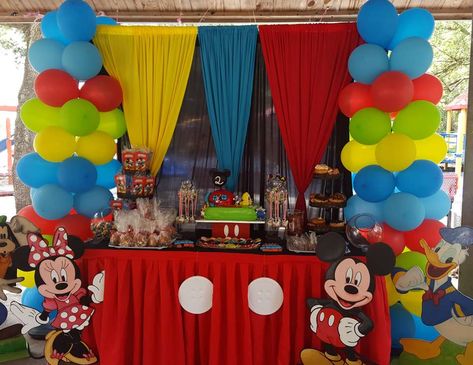 Mickey Mouse Clubhouse Backdrop Ideas, First Birthday Mickey Mouse Clubhouse, Mickey Mouse Clubhouse Birthday Decor, Mickey Mouse Funhouse Birthday Party, Mickey Mouse And Friends Birthday Party, Mickey Mouse Club House 1st Birthday, Mickey Mouse Clubhouse Backdrop, Mickey Mouse Funhouse Birthday, Mickey Mouse Clubhouse Centerpieces