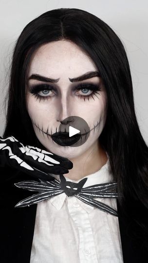 22K views · 1.7K reactions | Jack Skellington 💀  trust the process and wait till the end pls🤣 • PRODUCTS @maccosmeticsuk pro paint palette @mehronmakeup paradise paints @urbandecayuki Prince collection white kohl pencil eyeliner  @kashbeauty Midnight Metals Palette @hudabeauty translucent powder  • #mehron31daysofhalloween #makeup #mua #creativemakeup #jackskellington #jackskellingtonmakeup #jackskellingtoncosplay #nightmarebeforechristmas #halloween #halloweenmakeup #spookyseason #timburton #timburtonmakeup #halloweeninspo | 𝔈𝔪𝔪𝔞 𝔉𝔞𝔯𝔯𝔢𝔩𝔩 | The Citizens of Halloween · This Is Halloween (From "The Nightmare Before Christmas" Soundtrack) How To Do Jack Skellington Makeup, Jack Skellington Womens Makeup, Jack Skellington Halloween Makeup, Jack Nightmare Before Christmas Makeup, Jack Makeup Halloween, Jack Skellington Makeup Female Easy, Jack Skellington Makeup Female, Jack Skellington Face Paint, Jack Skellington Makeup