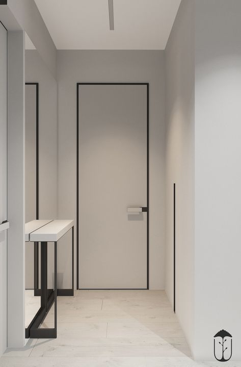 UI022 on Behance Interior Door Styles, Corridor Design, White Room Decor, Doors Interior Modern, Door Design Modern, Door Design Interior, Hall Design, Room Doors, Minimalist Interior