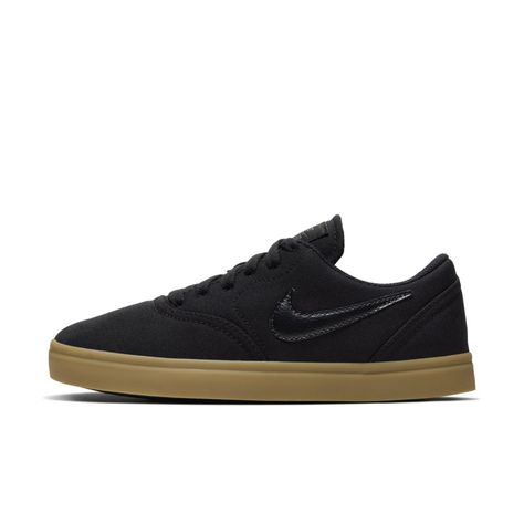 Nike SB Check Canvas Big Kids' Skateboarding Shoe (Black) Mens Vans Shoes, Kids Skateboarding, Kids Skates, Tenis Nike, Black Gums, Shoe Black, Custom Vans, Mens Vans, Nike Sb