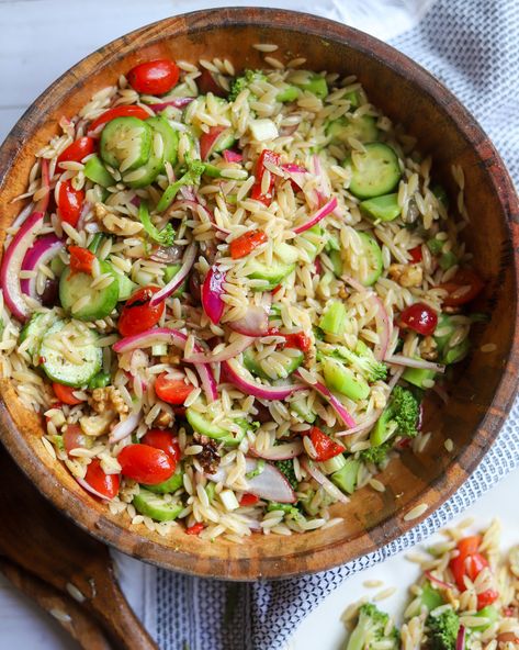 Summer Orzo Pasta Salad Orzo Veggie Salad, Healthy Orzo Pasta Salad, Grilled Veggie Orzo Salad, Cold Summer Salads Orzo, Orzo Salads, Summer Orzo Salad, Orzo Grilled Vegetable Salad, Summer Orzo, Marinated Onions