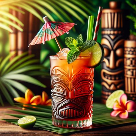 Mai Tai Recipe and Ingredients - MyBartender Mai Tai Cocktail Recipes, Mai Tai Recipe, Mai Tai Cocktail, Royal Hawaiian Hotel, Opening A Restaurant, Aged Rum, Food Sketch, Mint Sprig, Pacific Islands