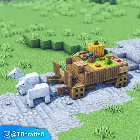 Check out my Instagram page for more Minecraft Designs! Minecraft Traveling Cart, Minecraft Wagons And Carts, Minecraft Wagon, Minecraft Cart, Pirate Minecraft, Medieval Wagon, Wagon Ideas, Minecraft Building Guide, Minecraft Idea