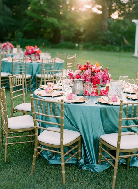 Red Pink Teal Wedding, Teal And Pink Wedding Decorations, Center Piece Wedding Round Table, Pink And Teal Wedding Theme, Pink Teal Wedding, Teal And Pink Wedding, Summer Evening Wedding, Spa Photography, Tiffany Blue Weddings