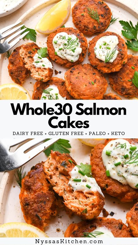 Whole30 Salmon Cakes, Salmon Patties Without Breadcrumbs, Whole 30 Smoked Salmon Recipes, Whole 30 Salmon Patties, Gf Df Salmon Recipes, Low Calorie Salmon Patties, Vegan Salmon Patties, Aip Salmon Recipes, Whole 30 Salmon Recipes