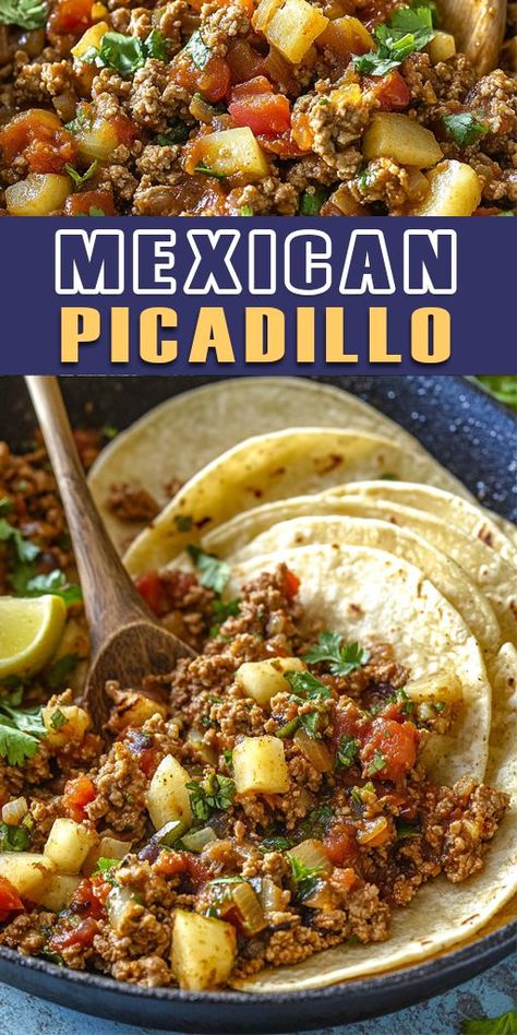 😉Discover the authentic flavors of Mexican Picadillo, a delicious and comforting dish made with ground beef, potatoes, carrots, peas, and a blend of savory spices. 👨‍🍳 Pro Tip: For extra depth of flavor, add a touch of cinnamon or raisins! 🔥 Try it now and share with friends for a taste of Mexico at home! Don’t forget to save this recipe for later! #MexicanPicadillo #MexicanRecipes #ComfortFood #FamilyDinner #EasyWeeknightMeals #GroundBeefRecipes #Tacos #RecipeOfTheDay #EasyRecipes 🍴 Ground Beef Recipes Mexican Easy Dinners, Authentic Picadillo Recipe, Slow Cooker Picadillo, Mexican Potatoes And Ground Beef, Ground Beef And Potato Recipes Mexican, Ground Beef Recipes Easy Stovetop, Mexican Restaurant Ground Beef, Mexican Struggle Meals, Ground Turkey With Potatoes