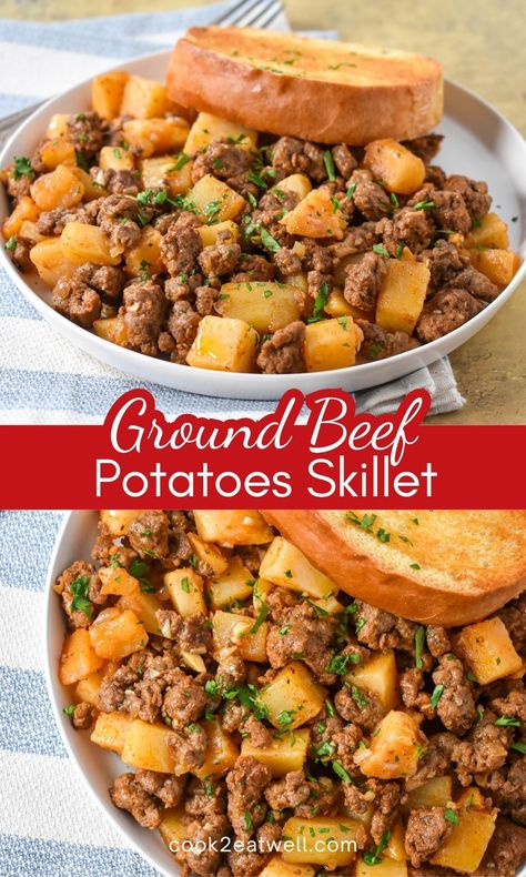 Ground Beef Recipes For Dinner Potatoes, Loaded Ground Beef And Potatoes Skillet, Dinner Recipes For Two Ground Beef, Ground Beef Potato Skillet Recipes, 2 Pounds Ground Beef Recipes, Healthy Meals To Make With Ground Beef, One Pot Meals Potato, Fodmap Ground Beef Recipes, Diced Potatoes And Ground Beef