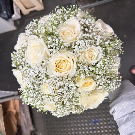 White rose and gypsophila bridal bouquet Gypsophila Bridal Bouquet, Rose Bouquet, White Roses, Bridal Bouquet, Gifts