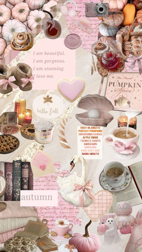 Fall pink wallpaper! #fyp #fypshuffle #fall #autumn #fallaesthetic #aesthetic #inspo #collageart #nature #wallpapers #art #wallpaper #poster #pumpkin #cozy #pink #viral Fall Pink Wallpaper, Coquette Autumn, Fall Pink, Autumn Wallpaper, Pink Fall, Pink Wallpaper Girly, Cute Fall Wallpaper, Iphone Wallpaper Fall, Book Instagram