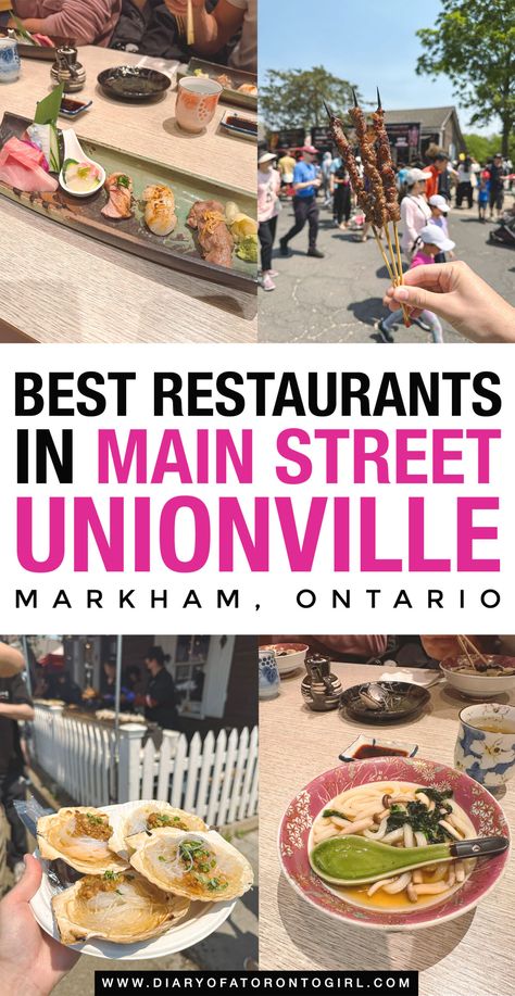 The best restaurants in Main Street Unionville in Markham, Ontario to visit, whether you're looking for Asian fusion cuisine or authentic Italian eats! Unionville Ontario, Canadian Dishes, Markham Ontario, Lamb Skewers, Dessert Places, Veggie Skewers, Bubble Tea Shop, Seafood Platter, Salmon And Rice