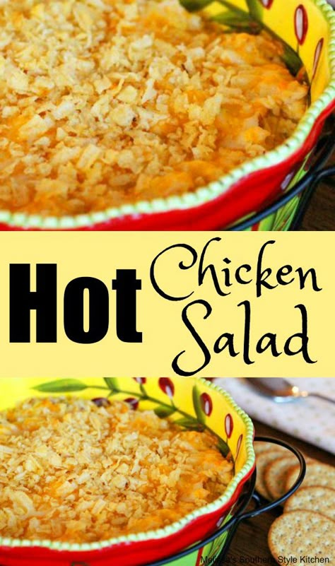 Hot Chicken Salad Dip, Chicken Salad And Crackers, Chicken Salad Leftovers, Baked Chicken Salad Recipe, Warm Chicken Salad Recipe, Nashville Hot Chicken Salad Recipe, Chicken Recipes Appetizers, Leftover Chicken Salad Recipes, Hot Baked Chicken Salad