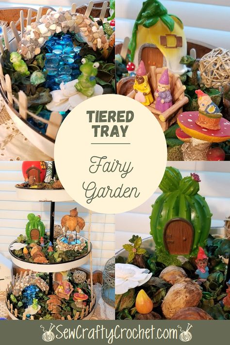 Tiered Planter, Pinterest Challenge, Tiered Tray Diy, Fairy Garden Accessories, Fairy Garden Diy, Diy Holiday Decor, Gnome Garden, Diy Holiday, Tiered Tray Decor