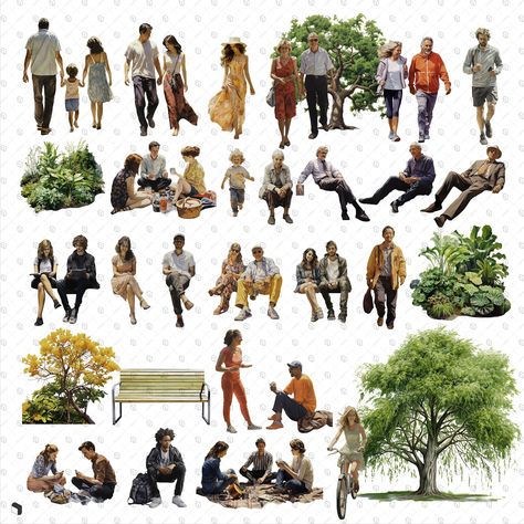 Cutout Artificial Park People PNG - Toffu Co People For Architecture Rendering, Collage People Cutout, People Architecture Photoshop, Vintage People Cutout, People Png Architecture, People Png Photoshop, Architecture Collage Concept, Park With People, Architectural Entourage