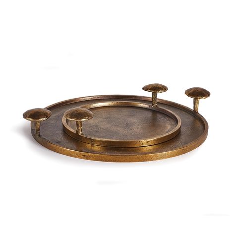 Rhys Decorative Trays, Set Of 2 - Set of 2 - Bed Bath & Beyond - 37758613 Ottoman Coffee Table Tray, Ottoman Coffee, Coffee Table Tray, Brass Tray, Ottoman Coffee Table, Tray Set, Round Tray, Decorative Trays, Kelly Clarkson