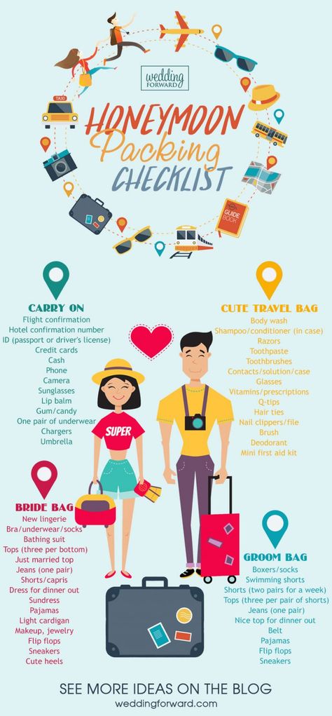 honeymoon packing list guide Honeymoon Checklist, Destination Wedding Checklist, Honeymoon Packing List, Honeymoon Packing, Honeymoon Essentials, Honeymoon Tips, Honeymoon Planning, Boda Mexicana, Packing Checklist