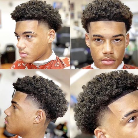 Hair Styles For Short Hair Men Black, Afro With Taper Fade, Curly Taper Fade Black Men, High Fade Black Men, Man Haircut 2022, Front Taper Haircut Black Men, Black Mens Curly Hairstyles, Taper Fade Curly Hair Black Men, Men Haircut Black