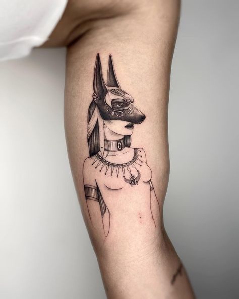 Anubis Mask Tattoo For Women Egyptian Tattoo For Women, Hieroglyphics Tattoo, Sphinx Tattoo, Bastet Tattoo, Egyptian Cat Tattoos, Nefertiti Tattoo, Anubis Mask, Fierce Tattoo, Egyptian Anubis