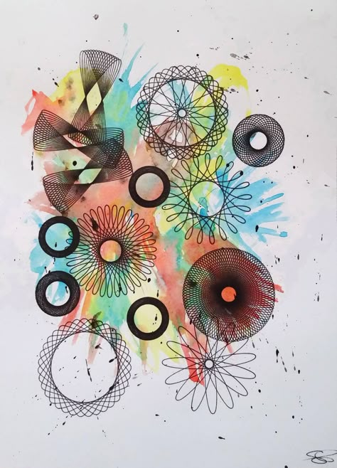 Spirograph Art #2 by SarahZaz Spirograph Art Projects, Spirograph Art Ideas, Doodle Zentangle Patterns, Spirograph Design, Spirograph Art, Bookmarks Paper, After School Activities, Art 2023, Dot Day