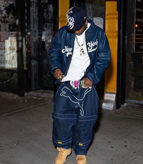 Amaria Bb, Early 2000s Hip Hop Fashion, 2000s Hip Hop Fashion, Asap Rocky Outfits, Asap Rocky Fashion, Ciara Style, Jeans Pants Outfit, Y2k Outfits Men, New York Jacket