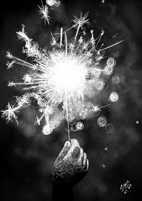 Sparkler Drawing, Black And White Girl, Scribble Art, Photo Op, Tattoo Inspo, Diwali, A Child, Fireworks, Art Reference