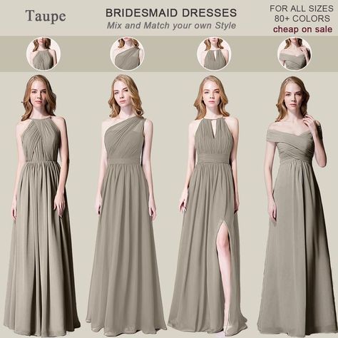 Kebaya Style, Bridesmaid Color, Shades Of Taupe, Taupe Bridesmaid, Brown Bridesmaid Dresses, Spring Bridesmaid Dresses, Taupe Bridesmaid Dresses, Cheap Bridesmaid Dresses Online, Bridesmaid Dresses Under 100