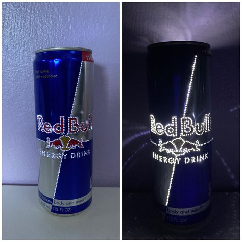 Redbull Gift Basket Ideas, Redbull Can Art, Red Bull Can Crafts, Red Bull Drinks, Bathroom Night Light, Living Room Lights, Lights Living Room, Computer Projects, Perfect Night