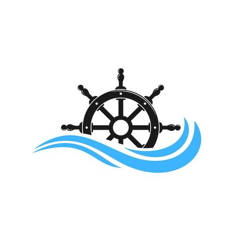 River creek water mill vintage ship stee... | Premium Vector #Freepik #vector #yacht-logo #boat-logo #sail-logo #ship-logo Waves Logo Design, Dream Catcher Wallpaper Iphone, Frigate Ship, Ship Steering Wheel, River Logo, Creek Water, Nautical Logo, Sea Logo, Vintage Ship