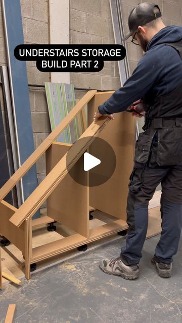 John Jones on Instagram: "Here’s part 2 of the understairs storage I’m doing at the moment #jonesinteriors #understairs #understairstorage #bespoke #carpenter #carpentry #lovemyjob #workshop #woodworkshop" Built In Drawers Under Stairs, Bespoke Under Stairs Storage, Stair Wall Storage, Diy Under Stairs Storage How To Build, Stair Cabinet Ideas, Under Stairs Storage Diy, Understairs Design, Understairs Cupboard Ideas, Loft Storage Ideas