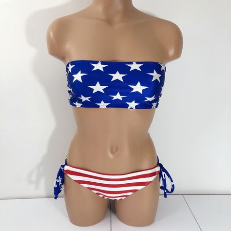 Free domestic shipping, score!  👙❤️💙 C Cup, B Cup, Feb 13, Usa Flag, Small Bust, Bra Sizes, Bathing Suit, String Bikinis, Bathing Suits