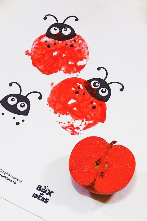 Red Stamped Ladybugs for Bugs and Nature Simple Stamping Art activity for Preschool Kids using Apples. #preschool #crafts #apples #stamped Bugs Preschool, Insect Crafts, Apple Craft, Ladybug Crafts, Nursery Activities, Bug Crafts, Fun Fall Activities, Preschool Art Activities, Fall Crafts For Kids