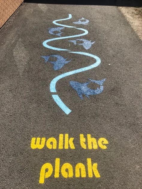 Preschool Hopscotch Ideas, Playground Painting Ideas, Chalk Obstacle Course For Kids, Sidewalk Games, Chalk The Walk, Sidewalk Chalk Games, Playground Painting, Chalk Activities, Sensory Pathways