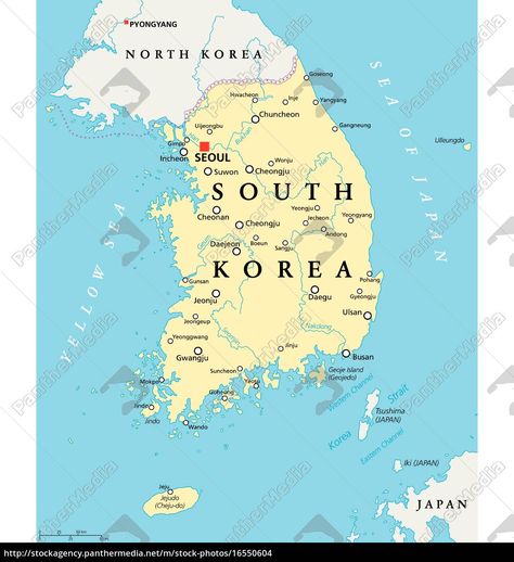 Mapa de COREA del SUR South Korea Map, Korea Map, Cheonan, Andong, Chuncheon, Gyeongju, Suwon, Ulsan, Gwangju