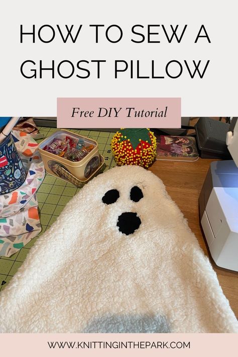 Halloween Pillow Diy, Ghost Pillow Pattern Free, Ghost Pillow Diy, Diy Ghost Pillow, Halloween Pillows Diy, Ghost Pillow, Ghost Diy, Halloween Sewing, Pumpkin Pillows