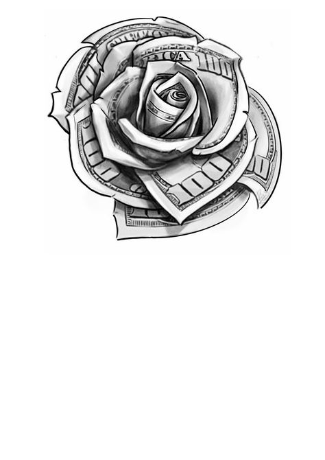 Money Rose Stencil, Money Rose Tattoo Stencil, Dollar Rose, Money Rose Tattoo, Rose Tattoo Stencil, Tattoo 2023, Money Rose, Rose Stencil, Stencil Outline