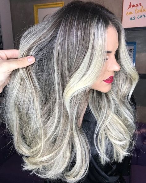 37 Stunning Silver Hair Color Ideas for 2024 Grey Hair With Money Piece, How To Get Silver Hair At Home, Silver Blonde Hair Balayage, Lilac Silver Hair, Silver Ash Hair, Silvery Blonde Hair, Dark To Light Ombre, Silvery Blonde, Silver Hair Color Ideas