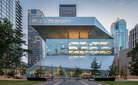 Seattle Library, Forms Architecture, Seattle Central Library, Building Reference, Building Skin, Beautiful Library, Library Architecture, Rem Koolhaas, Central Library