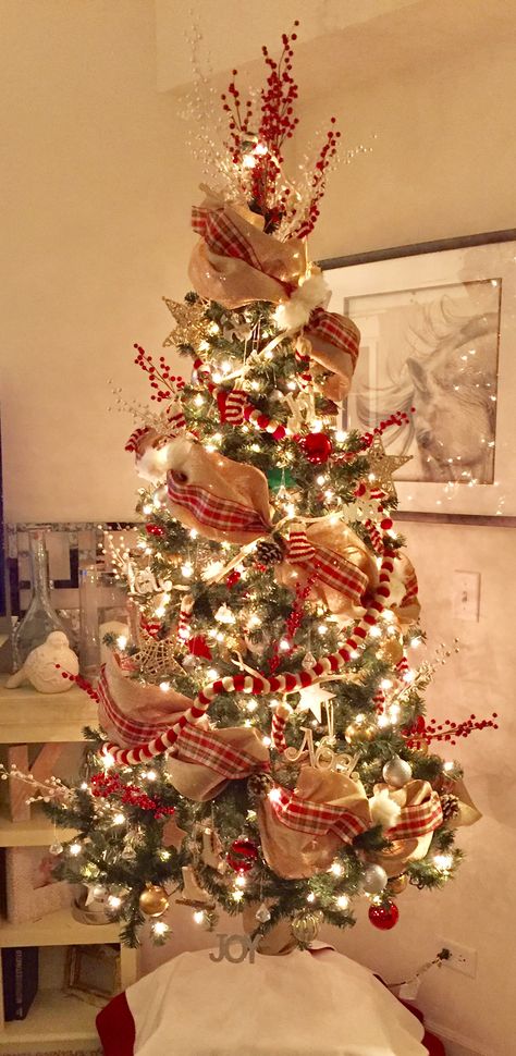 Burlap Xmas Decorations, Burlap And Red Ribbon Christmas Tree, Red And Burlap Christmas Decorations, Red And White Plaid Christmas Tree, Red White Burlap Christmas Tree, Black Tan Red Christmas Tree, Red And White Rustic Christmas Tree, Burlap And White Christmas Tree, Red And Tan Christmas Tree