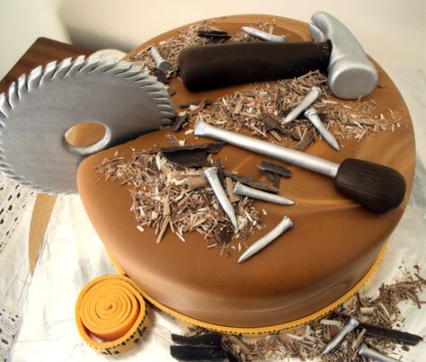 Woodworker Cake.. cake for the boys                                                                                                                                                      More Birthday Dogs, Tools Cake, Construction Cake, Birthday Cake For Husband, Dad Birthday Cakes, Cake For Husband, Fathers Day Cake, Tool Cake, Birthday Cakes For Men