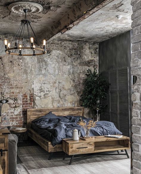 Loft Houses, Industrial Interior Design, Industrial House, Rustic Bedroom, Contemporary Home Decor, Garden Decoration, Decor Rustic, Dream Home Design, Home Fashion