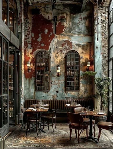 Industrial Coffee Shop, Car Showroom Interior, Halloween Decor Ideas, Cafe Concept, Coffee Shop Interior Design, Creepy Houses, Brick Loft, Coffee Shops Interior, Restaurant Concept