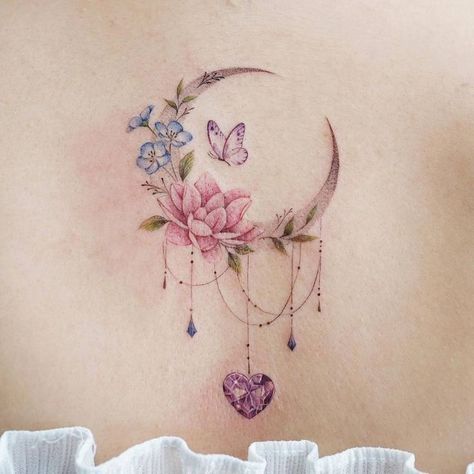 Lotusblume Tattoo, Small Watercolor Tattoo, Trending Tattoo, Tattoos For Women Flowers, Moon Tattoo Designs, Tasteful Tattoos, Inspiration Tattoos, Gorgeous Tattoos, Geniale Tattoos