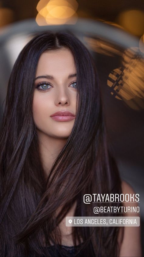 Taya Brooks Model, Make Up Blue Eyes Brunette, Blue Eyes Dark Hair Girl, Brown Hair Fair Skin Blue Eyes, Dark Brown Hair Blue Eyes Pale Skin, Bride Makeup Over 50, Chocolate Brown Hair Blue Eyes, Dark Brown Hair Fair Skin, Hair Colors For Pale Skin And Blue Eyes